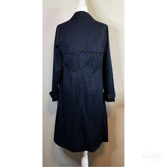 Ted Baker Womens Navy Blue Trench Rain Jacket Size 2 *no belt* - Picture 2 of 7